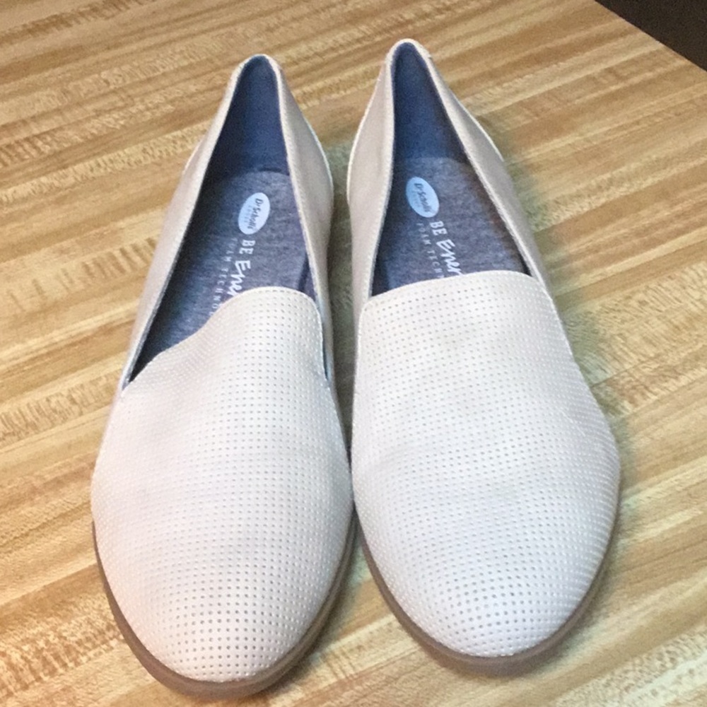 Dr. Scholl's Women's Light Beige Perforated Slip-On Flats
